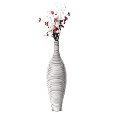 Uniquewise Modern Decorative Bottle Shape White Floor Vase Ribbed Design, 24 Inch QI004177.S